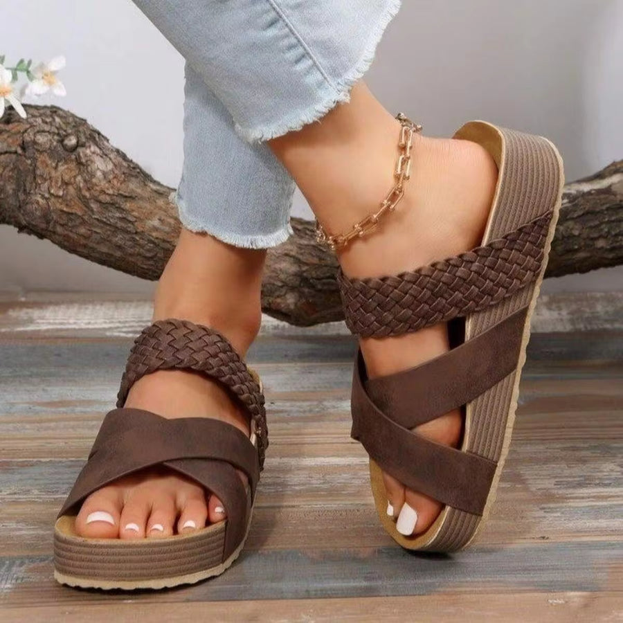 Women Sandals Casual Solid Color Braided Sole Beach Summer Comfortable