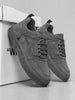(Suggest Sizing Up) Men's Solid Gray Lace-Up Skateboard Shoes, Minimalist Round Toe Thick Sole Elevated Sneakers